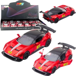 Metalen sport raceauto 1:32 met pull-back aandrijving en opendeuren – rood