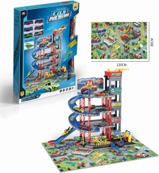Mega meerlaags parkeergarage met speelmat en accessoires