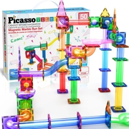 Magnetic Marble Run PICASSO – construction set 50 pcs