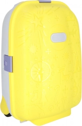 Kinder cabinekoffer op wieltjes met LED-wielen en plek voor naam – Geel