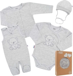 Kit de démarrage maternité pour bébé New Baby Sweet Bear, gris, 4 pièces