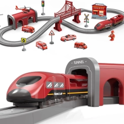 Electric fire brigade train set 66 pieces WOOPIE