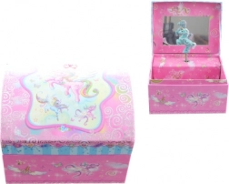 Roze muziekjuwelendoos met eenhoorn en ballerina