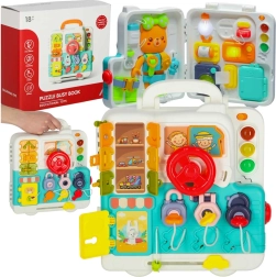 Tableau sensoriel Montessori à manipuler avec ourson