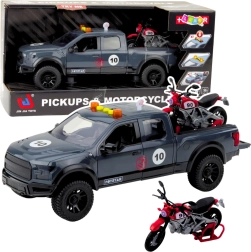 Pickup truck with motorcycle with light and sound effects