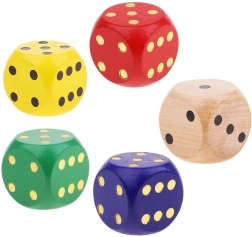 Dé en bois extra grand (assortiment de couleurs)