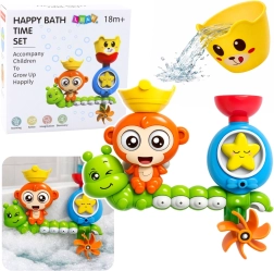 Bath water toy with monkey and cup with suction cups
