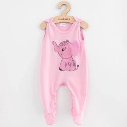 Katoenen kruippakje voor baby new baby happy elephant roze