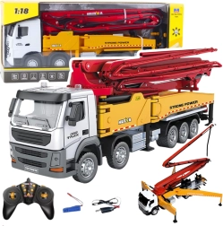 Remote-controlled construction concrete mixer with pump HUINA 1:18 metal