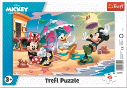 Trefl puzzel Mickey en Minnie – plezier op het strand, 15 stukjes