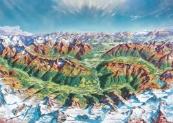 Heye puzzel Map Art: Bergwereld in de Alpen 2000 stukjes