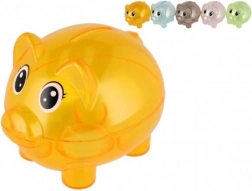 Transparante spaarpot in de vorm van een varkentje 10 cm