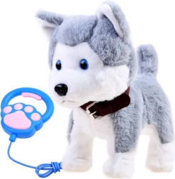 Interactive plush husky with leash and sounds