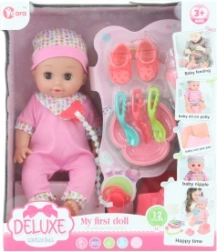 Baby met geluiden en plassen 28 cm met accessoires