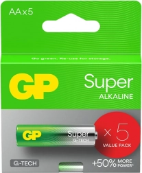 Alkalinebatterijen AA LR6 GP Super 5 stuks