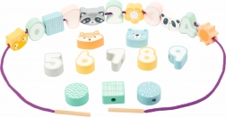 Threading wooden beads in pastel colors SMALL FOOT
