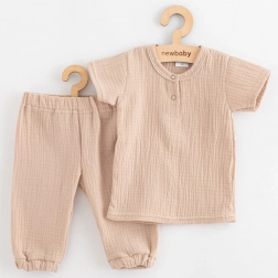 baby mousseline set T‑shirt en broek New Baby beige 74 (6–9 m)