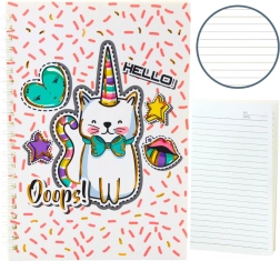 Notebook with Unicorn Cat in Pink Patterns A5