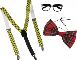 Carnavalsset vlinderdas met bril en bretels