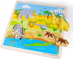 Houten puzzelspel Safari met geluidseffecten
