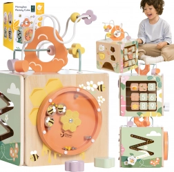 Klassieke houten educatieve kubus 5in1