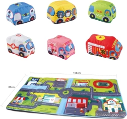 Tapis de jeu BAYO petite ville avec petites voitures coussins