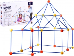 Construction kit with large straws and connectors, 81 pieces