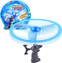 Vliegende schijf met launcher en lichteffect – Blauw