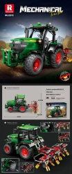 Bouwset groene tractor met accessoires – RC en app, 1664 stukjes