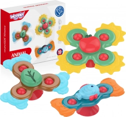 Woopie baby sensorische spinner 3-in-1 – set van kleurrijke zuignap-speeltjes