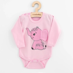 Body bébé à manches longues NEW BABY Happy Elephant rose 86 (12–18 mois)