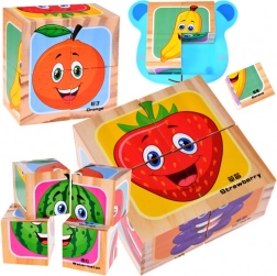 Houten blokken fruitpuzzel
