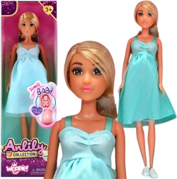 WOOPIE poupée Lily enceinte avec bébé en robe bleue