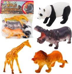 Set wilde dierenfiguren – panda, giraffe, leeuw en nijlpaard (4 stuks)