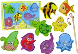 Ensemble en bois pour pêcher les animaux marins