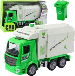 City garbage truck with lights and sounds – green