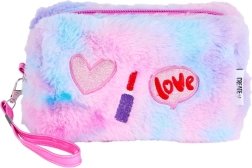 Plush cosmetic pouch with embroidery option