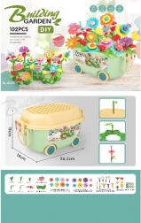 Flower Building Set 102 pieces with Cart and Watering Can