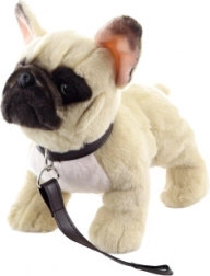 Plush French Bulldog with Leash 26 cm Eco-friendly