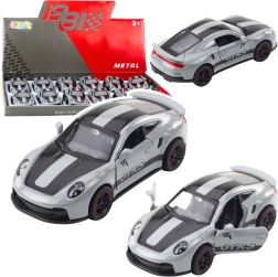 Metal sports car GTRS 1:43 with pull-back drive and opening doors – gray