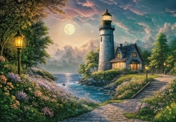 Puzzle Lighthouse by Moonlight 500 Pieces by Cherry Pazzi