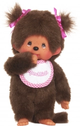 Monchhichi girl with pink bib 20 cm
