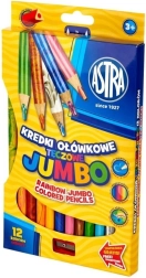 Astra regenboog jumbo kleurpotloden 12 stuks met puntenslijper