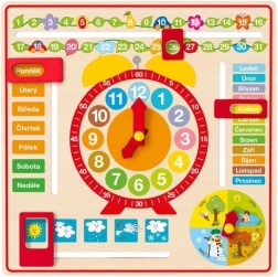 Woody multifunctionele wandkalender met klok