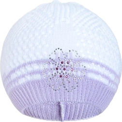 New Baby Knitted Hat with Flower, Purple, 3–4 Years