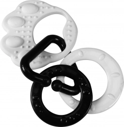 Bijtring in de vorm van een berenpoot voor baby’s – zwart-wit contrast