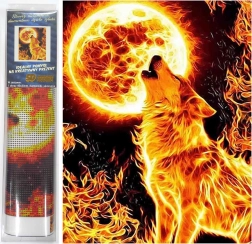 Diamant Schilderij Vurige Volle Maan 30x40 cm