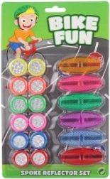 Gekleurde kunststof fietsaccessoires – set met reflectoren en decoratieve wieltjes