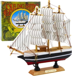 Dekoratives Modell dreimastige Schwarz-Weiß 21x21 cm