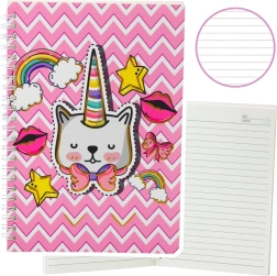 Ruled notebook cat unicorn with bow pink A5, 60 sheets